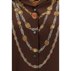 Versace Brown Fabric Pattern Shirt