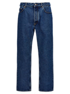 Palm Angels Blue Cotton Straight-Leg Jeans