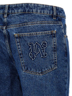 Palm Angels Blue Cotton Straight-Leg Jeans