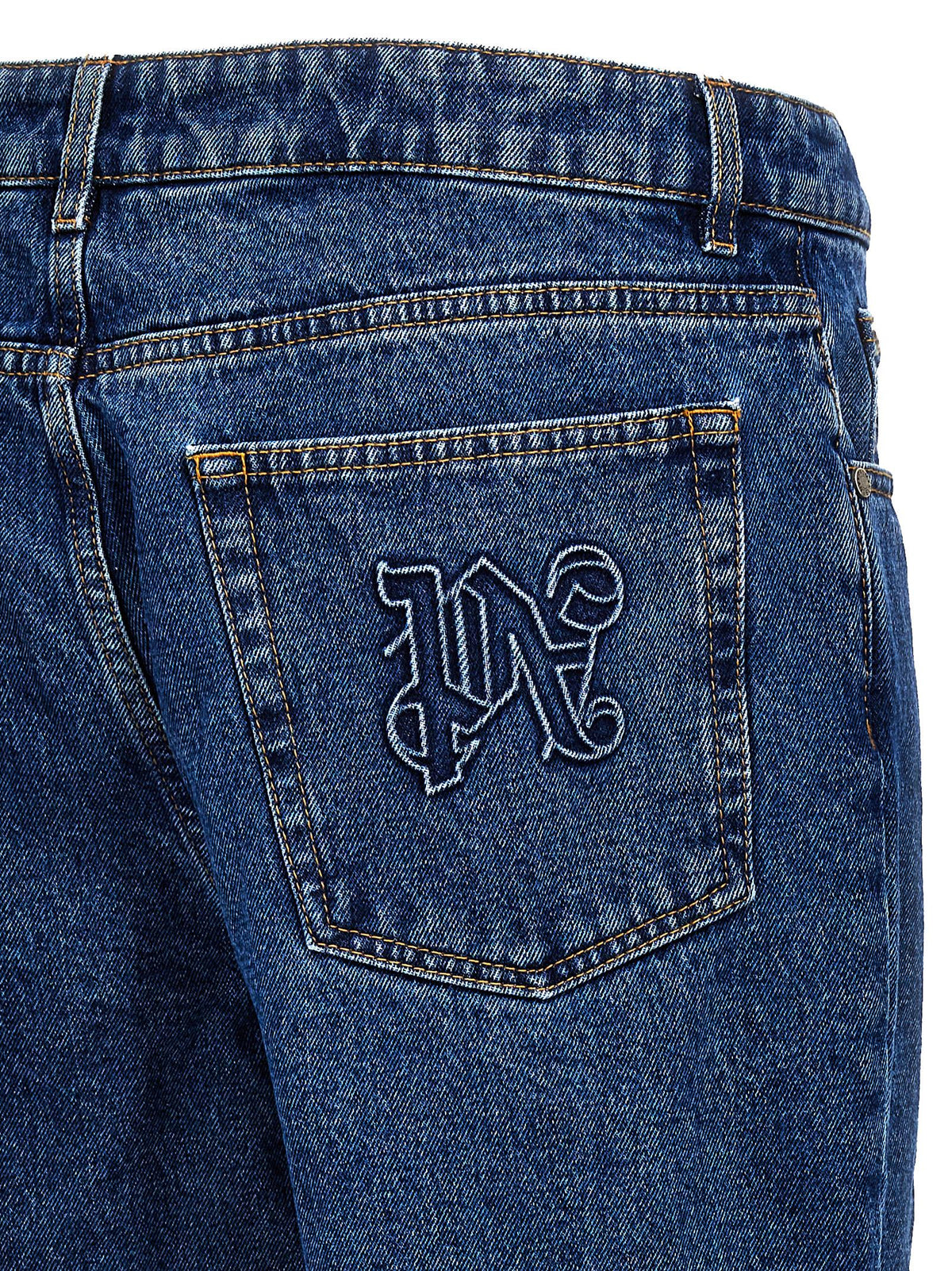 Palm Angels Blue Cotton Straight-Leg Jeans
