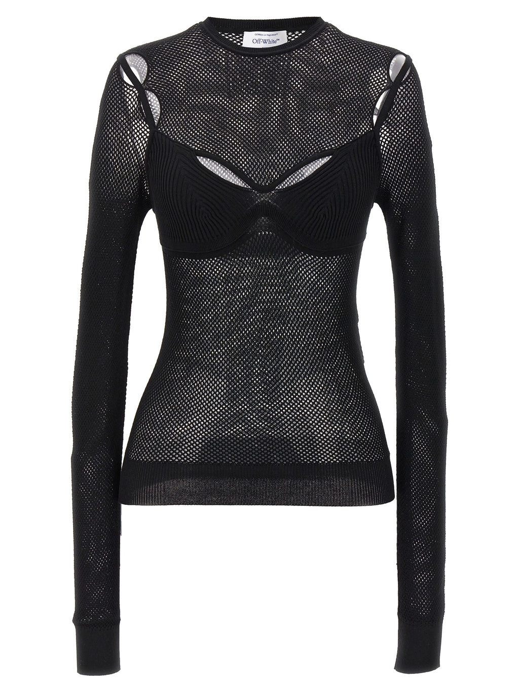 Off-White Black Viscose Tank Tops