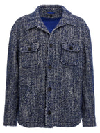 Etro Blue Wool Full-Length Jacket