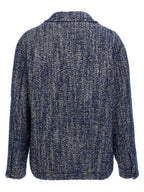 Etro Blue Wool Full-Length Jacket