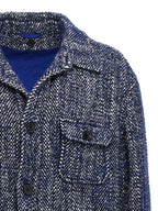 Etro Blue Wool Full-Length Jacket