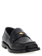 Moschino Black Velvet Leather Slip-On Loafers
