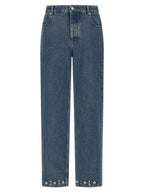 Valentino Garavani Blue Cotton Straight-Leg Jeans