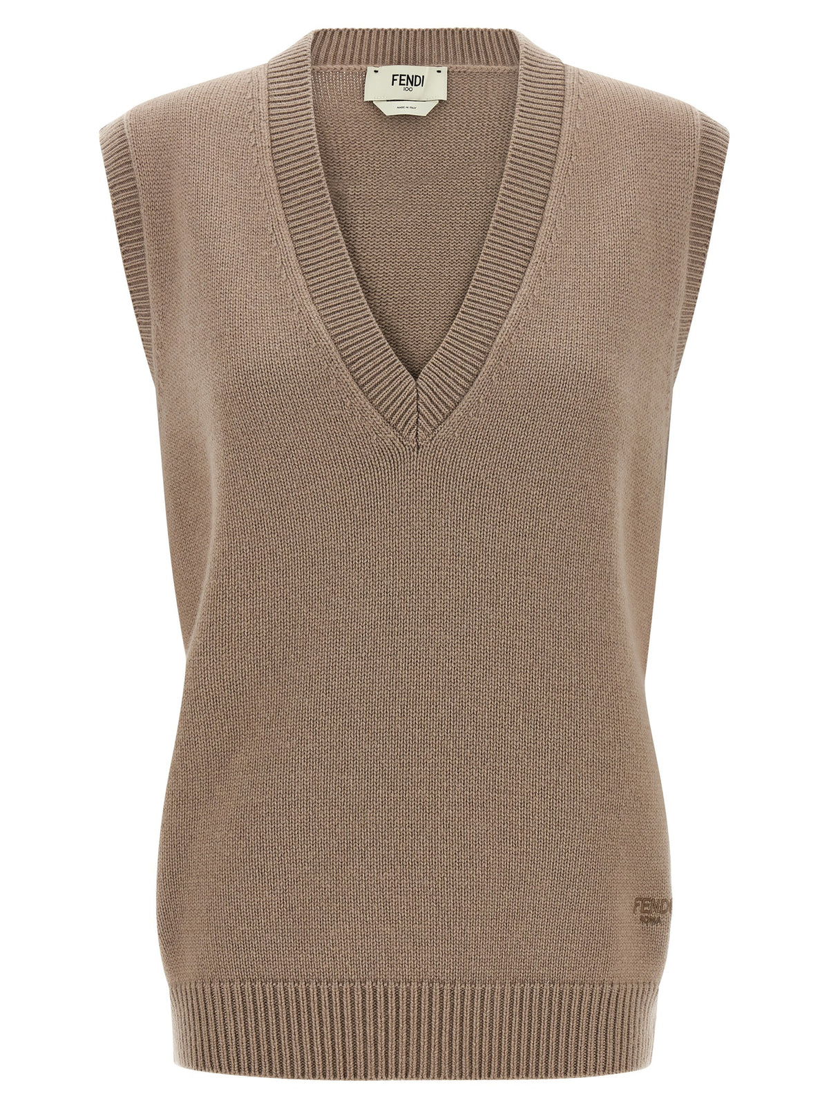 Fendi Beige Cashmere Sleeveless Jacket