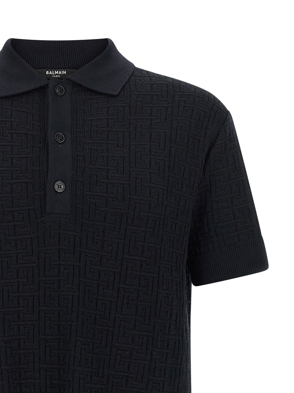 Balmain Blue Wool Polo Shirt