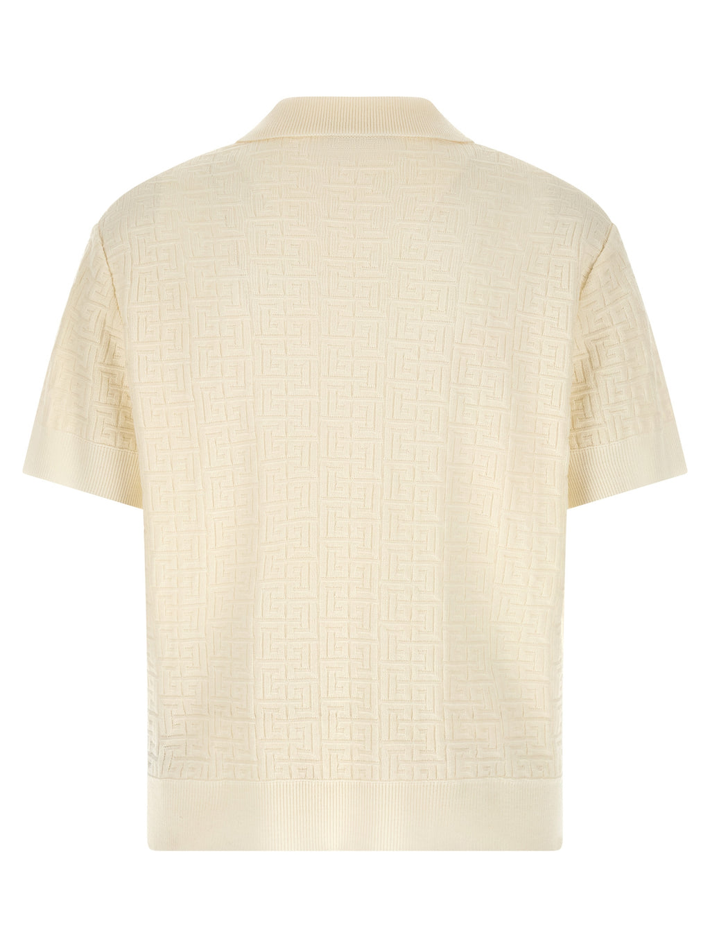 Balmain White Wool Polo Shirt