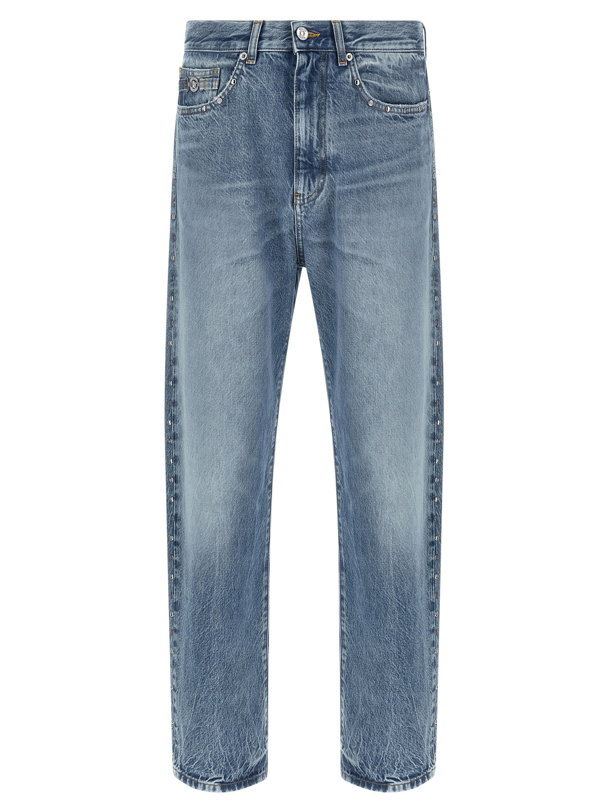Versace Blue Cotton Straight-Leg Jeans
