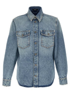 Versace Blue Cotton Blouse