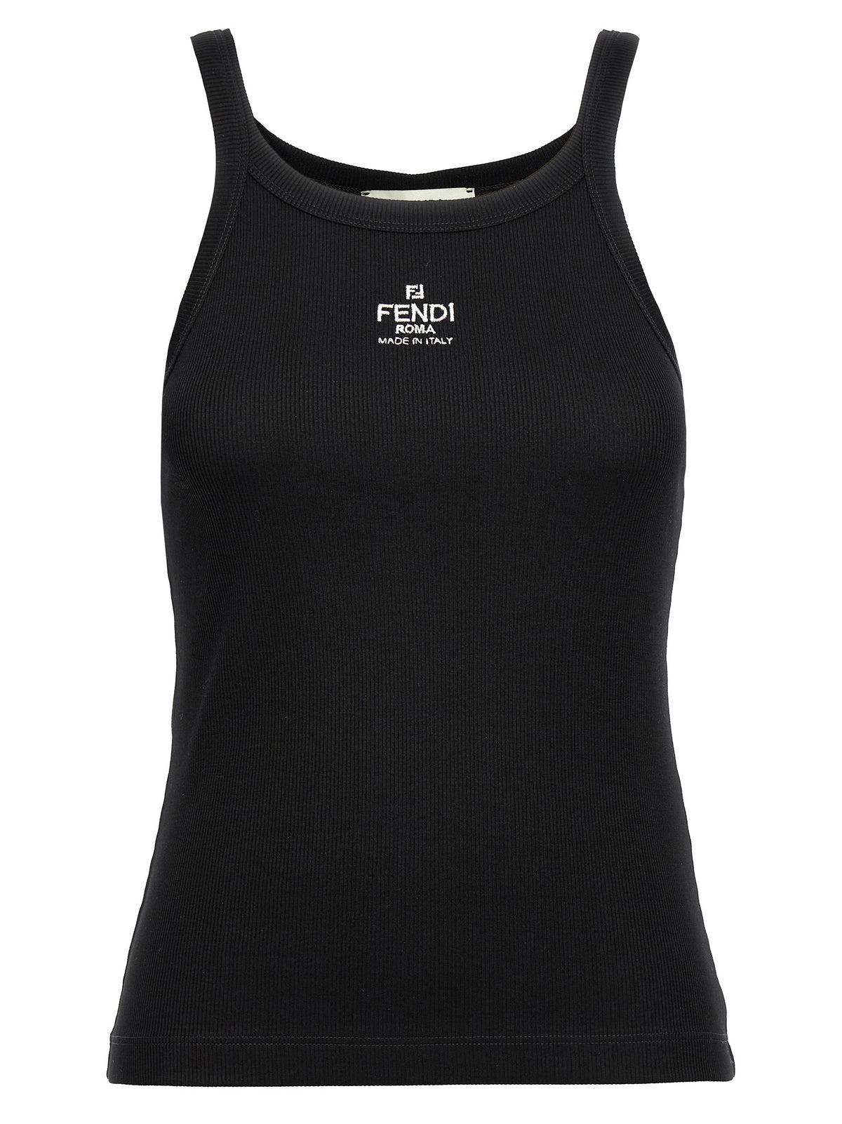 Fendi Black Cotton Sleeveles T-Shirt