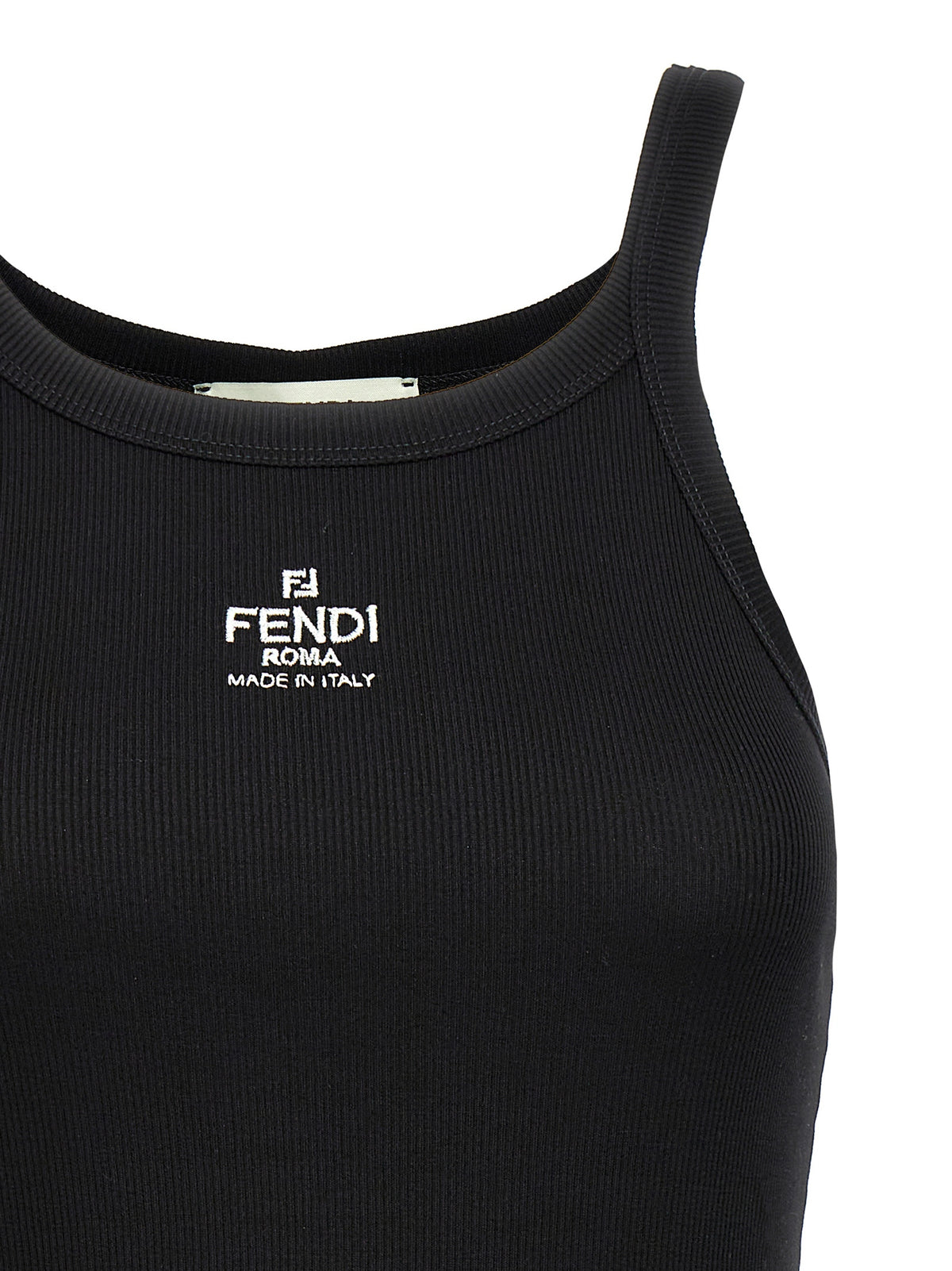Fendi Black Cotton Sleeveles T-Shirt