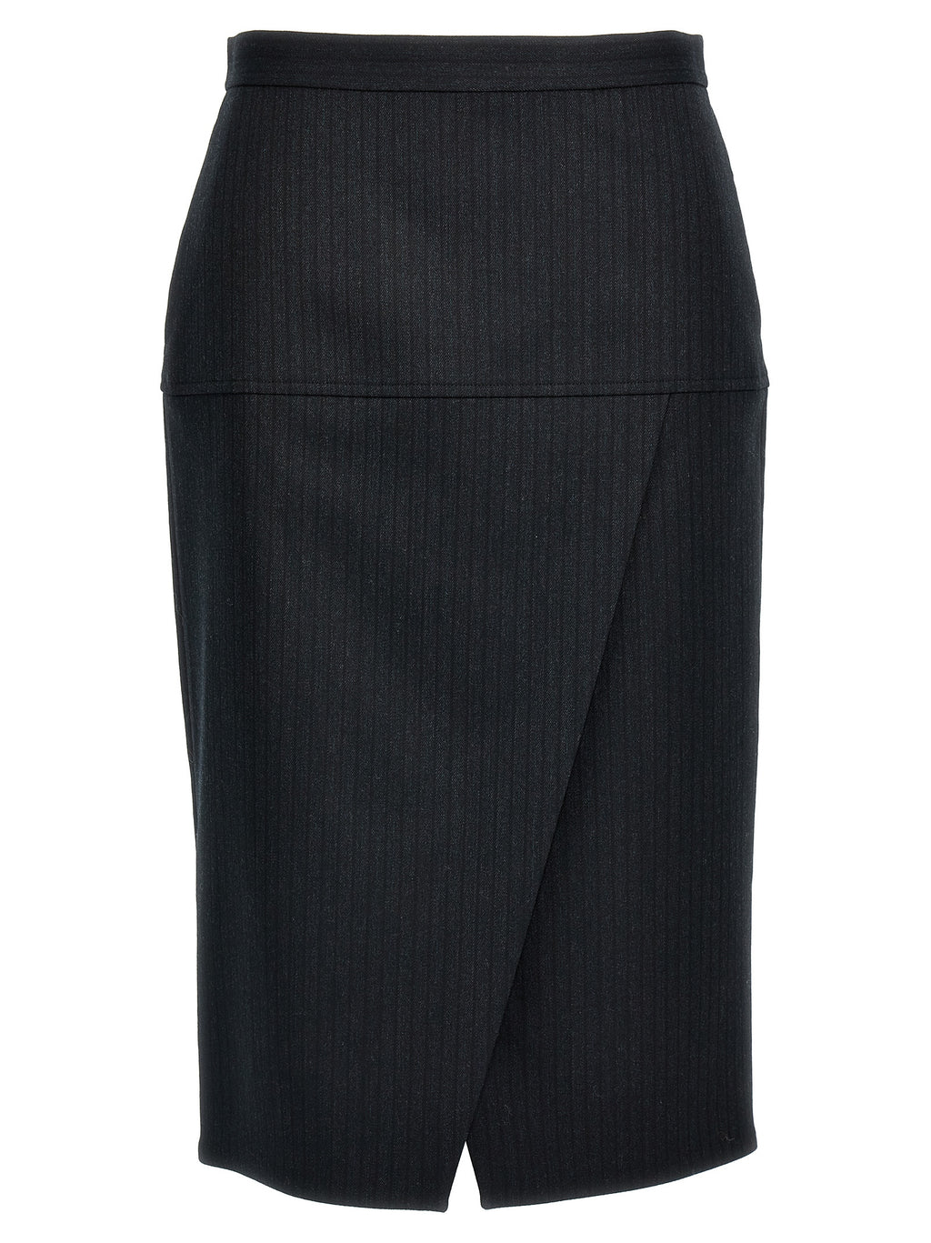 Fendi Gray Virgin Wool Midi Skirt
