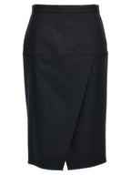 Fendi Gray Virgin Wool Midi Skirt