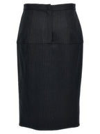Fendi Gray Virgin Wool Midi Skirt