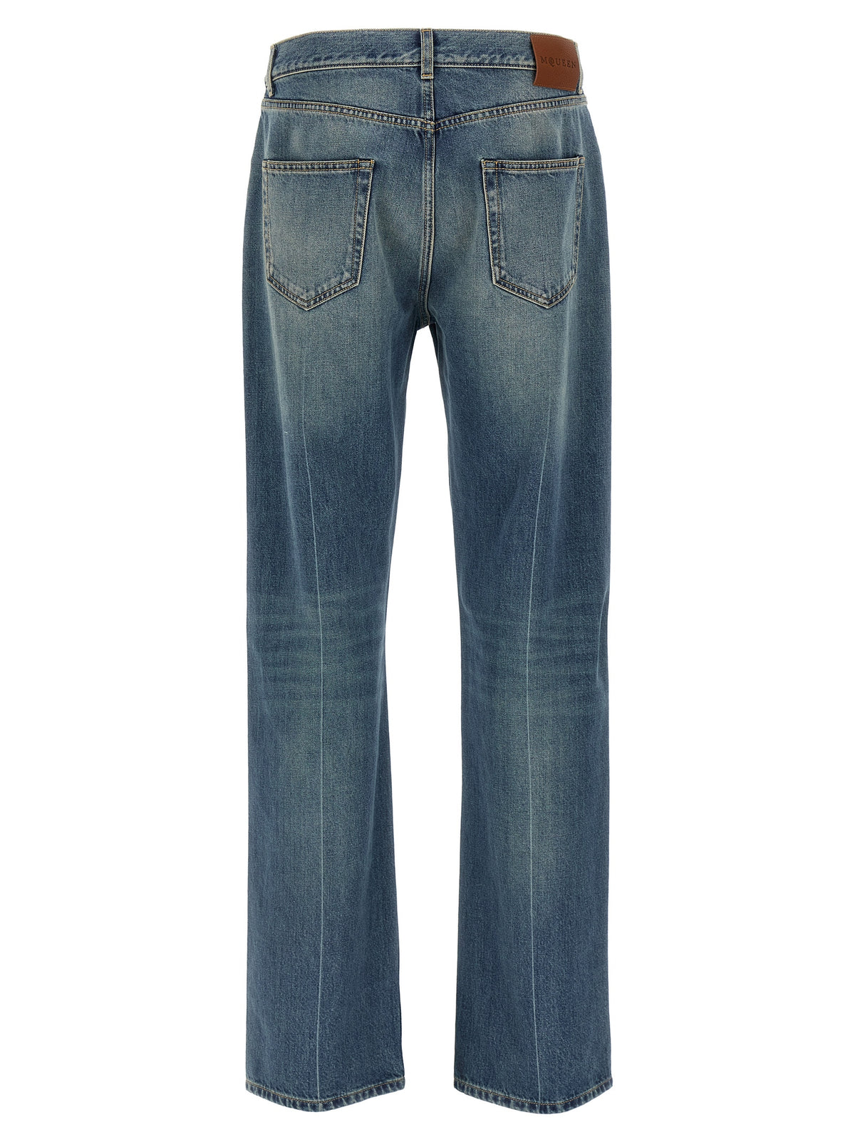 Alexander McQueen Blue Cotton Straight-Leg Jeans