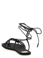 Saint Laurent Black Lamb Leather Flat Sandals
