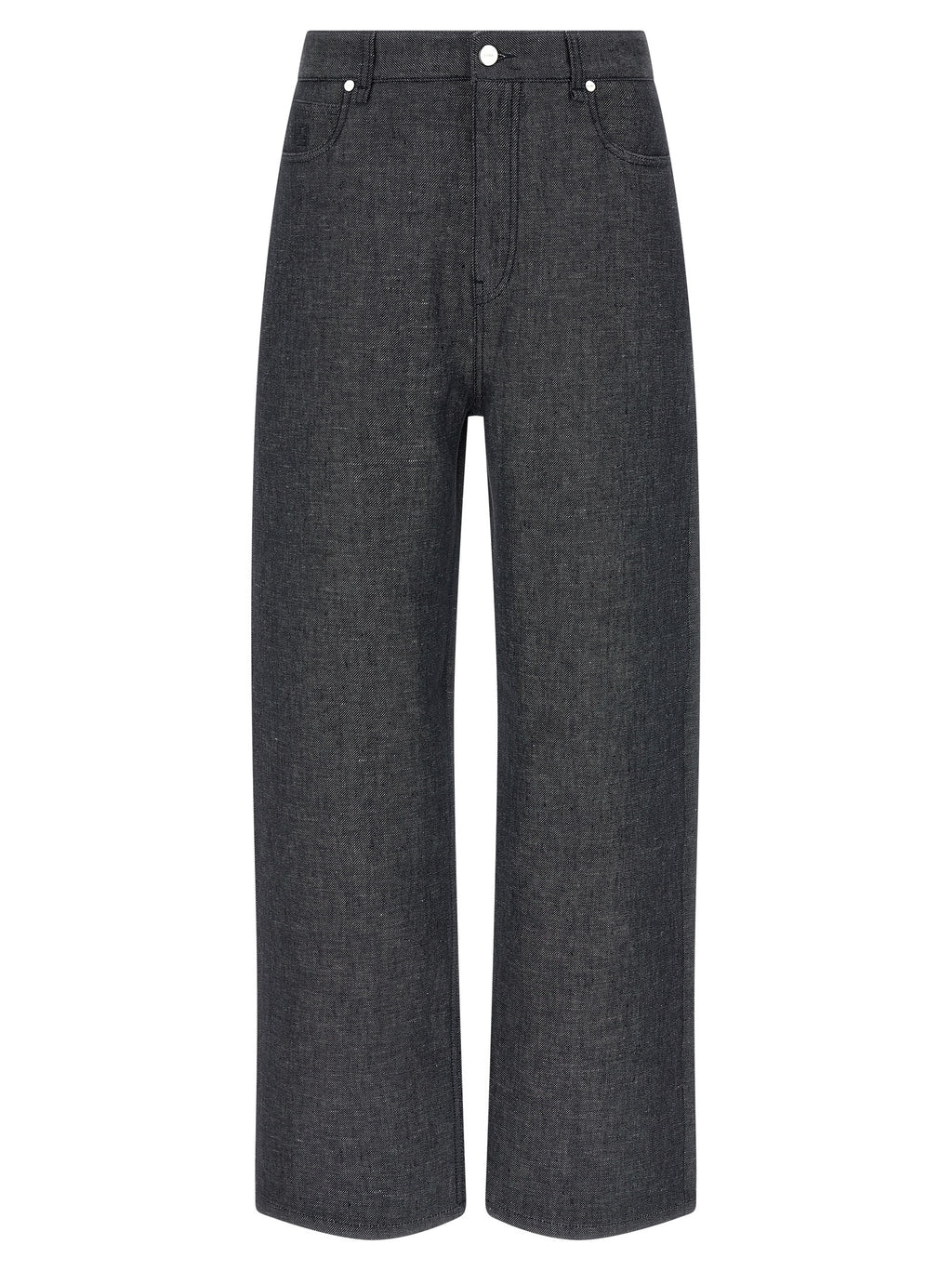 Fendi Gray Linen Straight-Leg Jeans