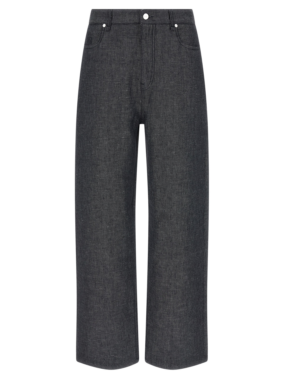 Fendi Gray Linen Straight-Leg Jeans