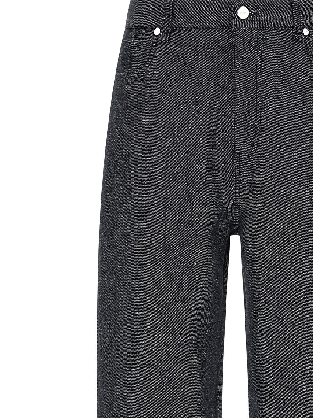 Fendi Gray Linen Straight-Leg Jeans