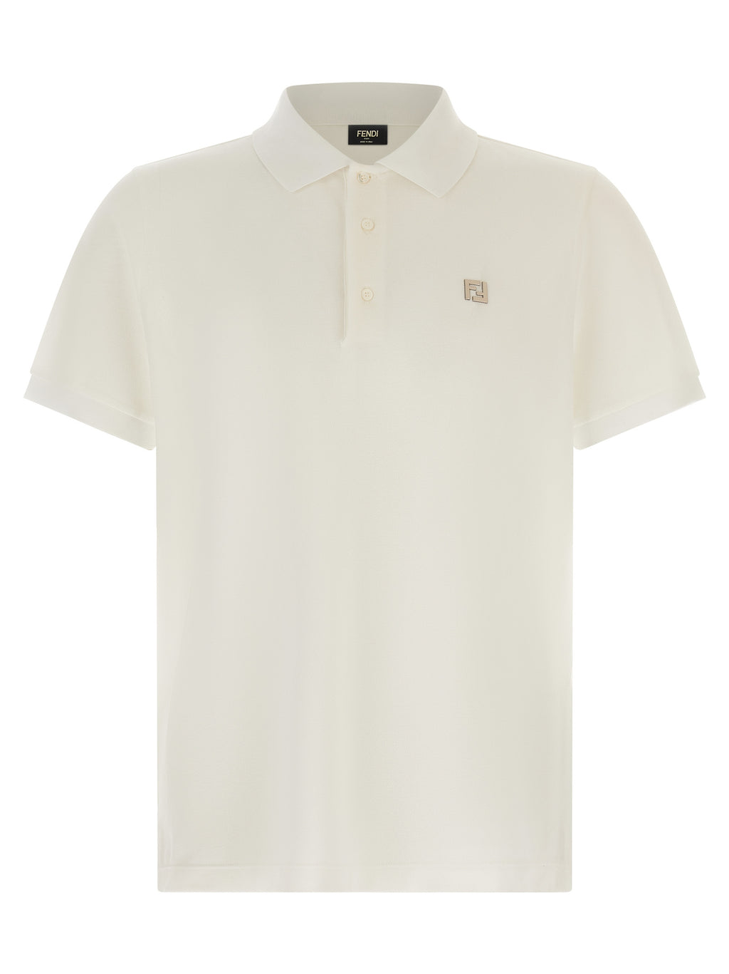 Fendi White Cotton Polo Shirt