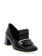 Prada Black Calfskin Mid Heel Pumps