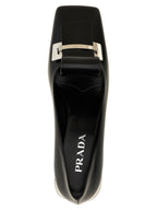 Prada Black Calfskin Mid Heel Pumps