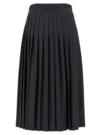 Prada Gray Virgin Wool Midi Skirt