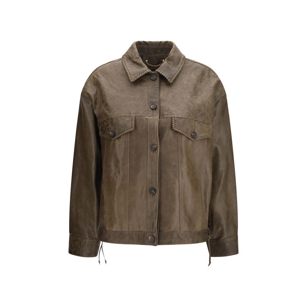 Golden Goose Brown Lamb Ovis Aries Leather Jacket