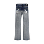 Off-White Gray Cotton Straight-Leg Jeans