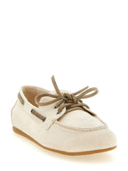 Miu Miu Beige Cotton Slip-On Loafers