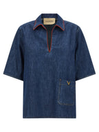 Valentino Garavani Blue Cotton Blouse