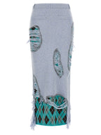 Moschino Blue Wool Midi Skirt