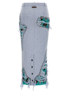 Moschino Blue Wool Midi Skirt